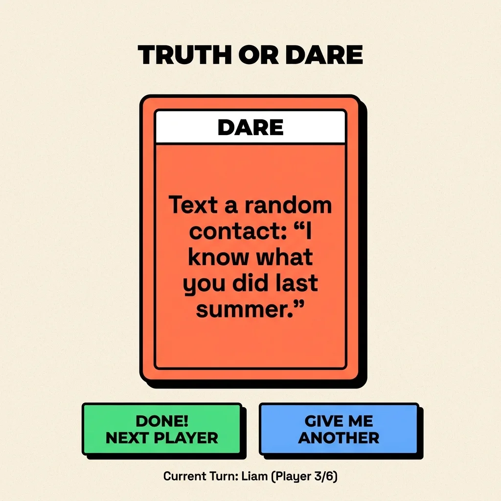Prompt Screen Screenshot - Truth or Dare Card